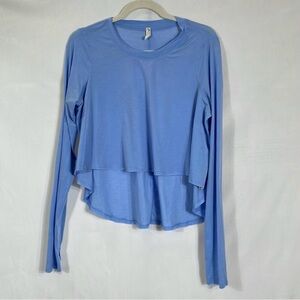 Free People Movement Long Sleeve Top M Blue Lightweight Fabric Athletic